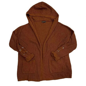 Almost Famous Rust Orange Open Hooded Cardigan XL